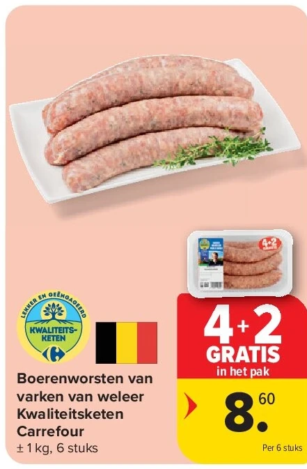 Boerenworsten van varken van weleer Kwaliteitsketen Carrefour