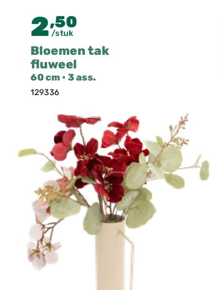 Bloemen tak fluweel 60 cm • 3 ass.