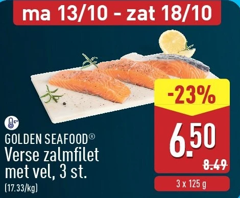 Verse zalmfilet met vel, 3st.