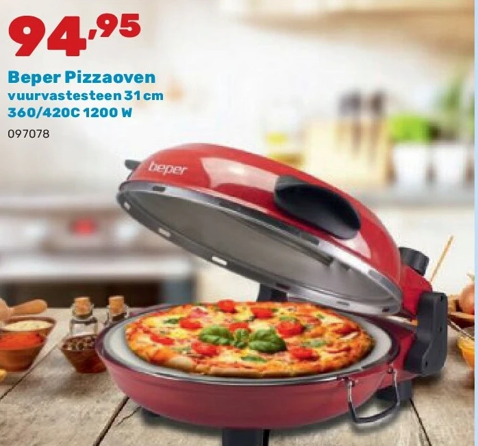 Beper Pizzaoven vuurvastesteen 31 cm 360/420C 1200 W