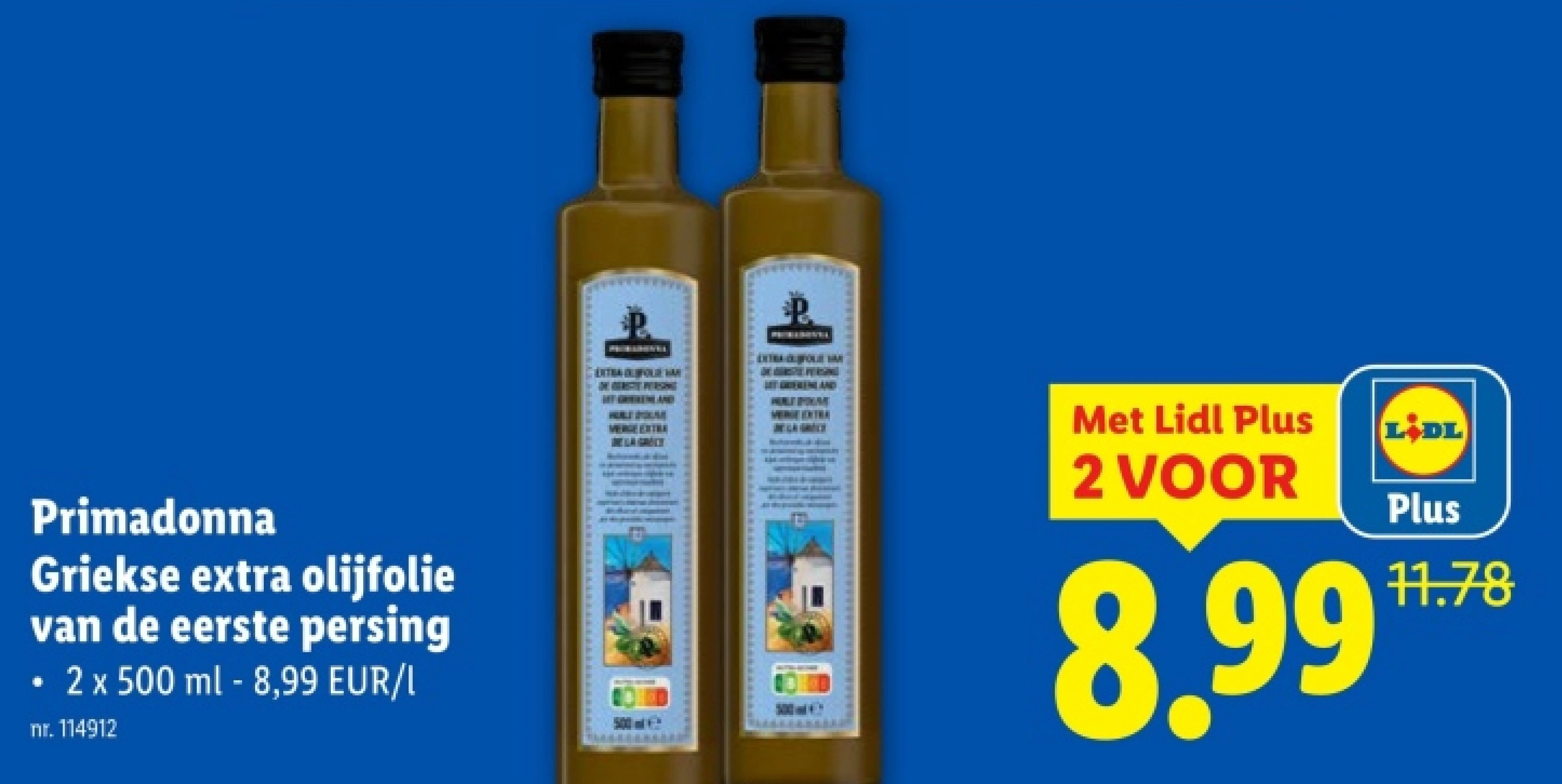 Primadonna Griekse extra olijfolie van de eerste persing