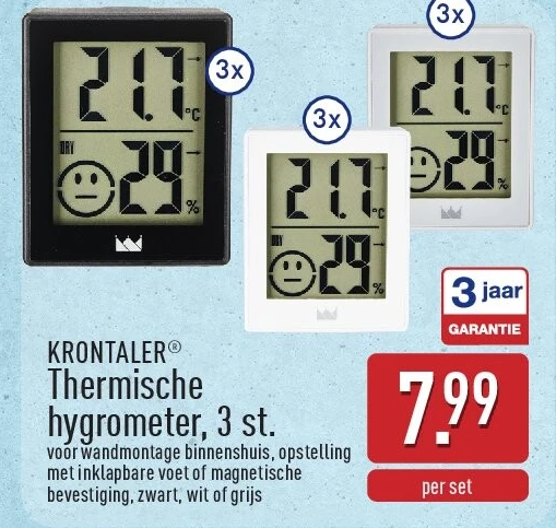 Thermische hygrometer, 3st.
