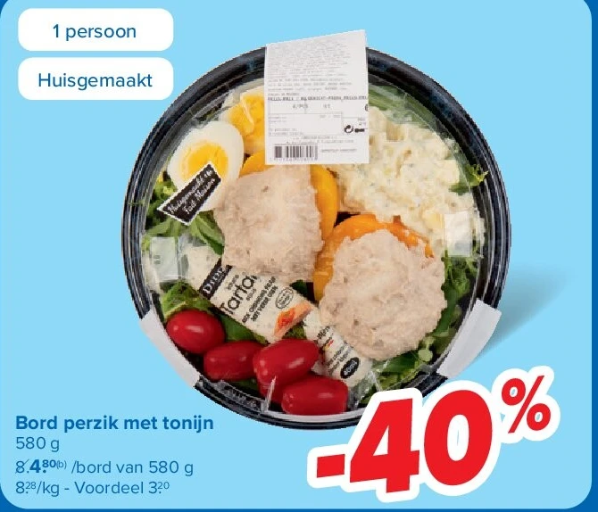 Bord perzik met tonijn