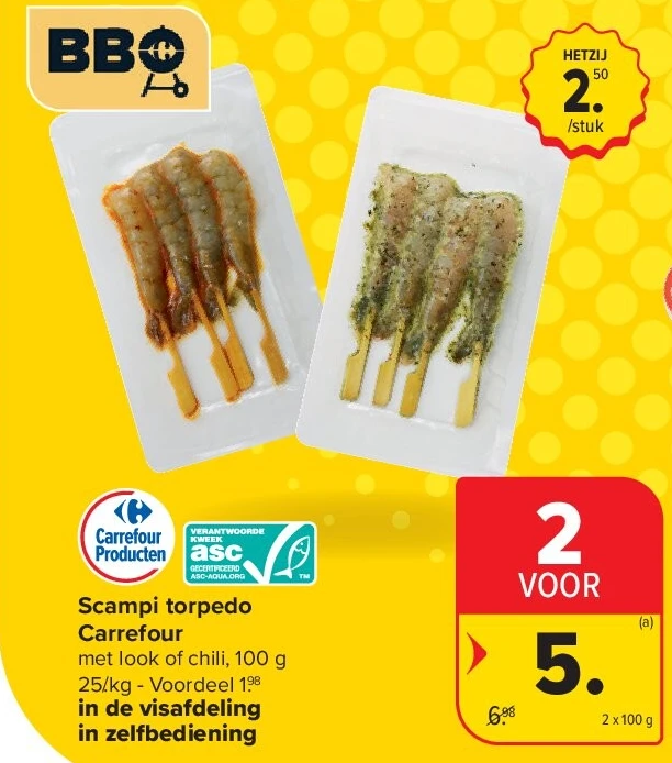 Scampi torpedo Carrefour