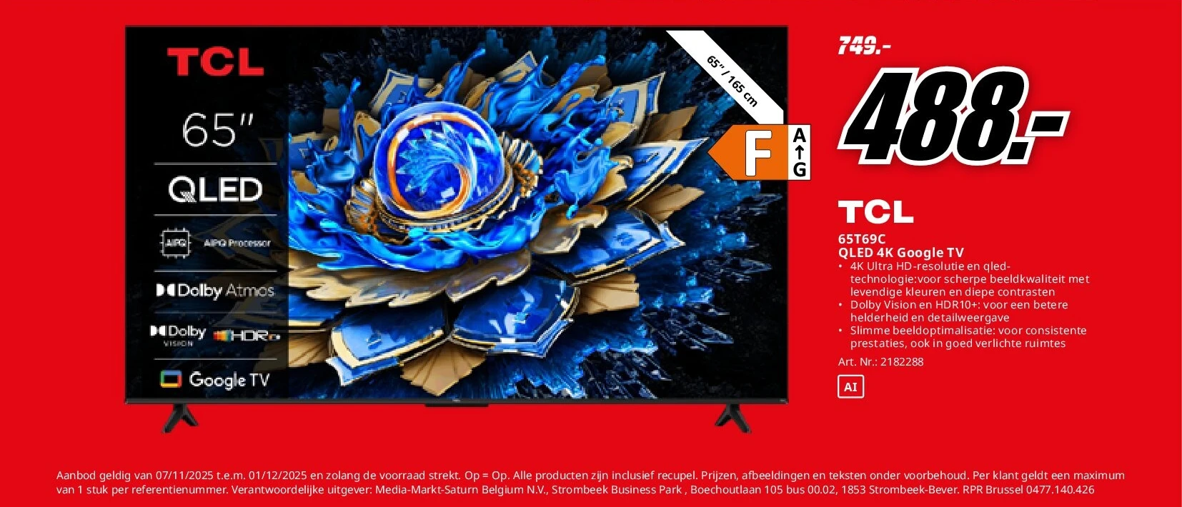 TCL 65T69C QLED 4K Google TV