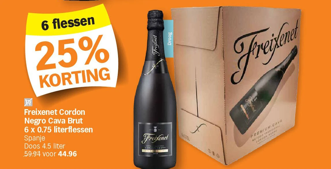Freixenet Cordon Negro Cava Brut 6 x 0.75 literflessen