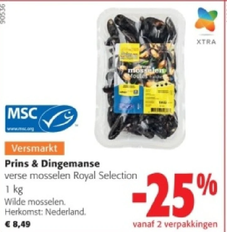 Prins & Dingemanse verse mosselen Royal Selection 1 kg