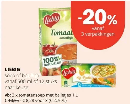 LIEBIG soep of bouillon vanaf 500 ml