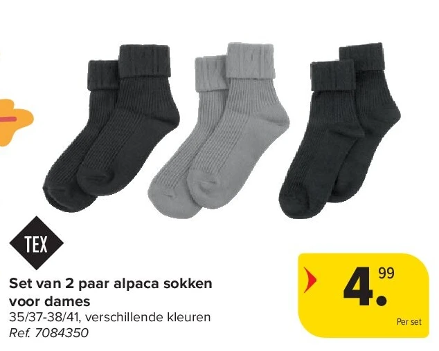 Set van 2 paar alpaca sokken voor dames