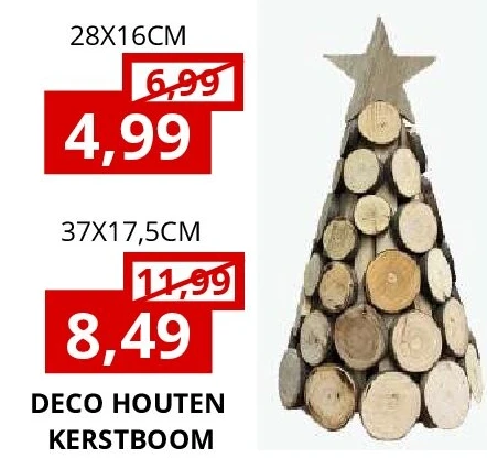 DECO HOUTEN KERSTBOOM 37X17,5CM