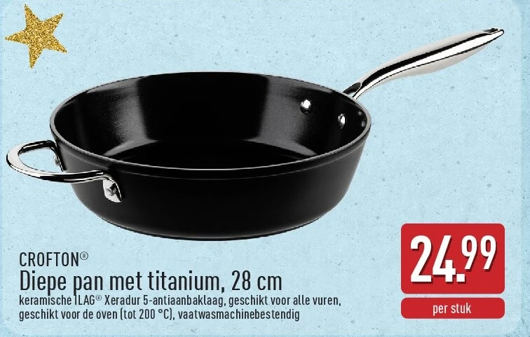 Diepe pan met titanium, 28cm