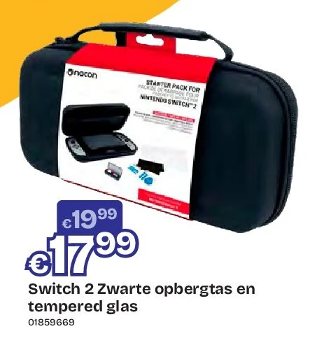 Switch 2 Zwarte opbergtas en tempered glas