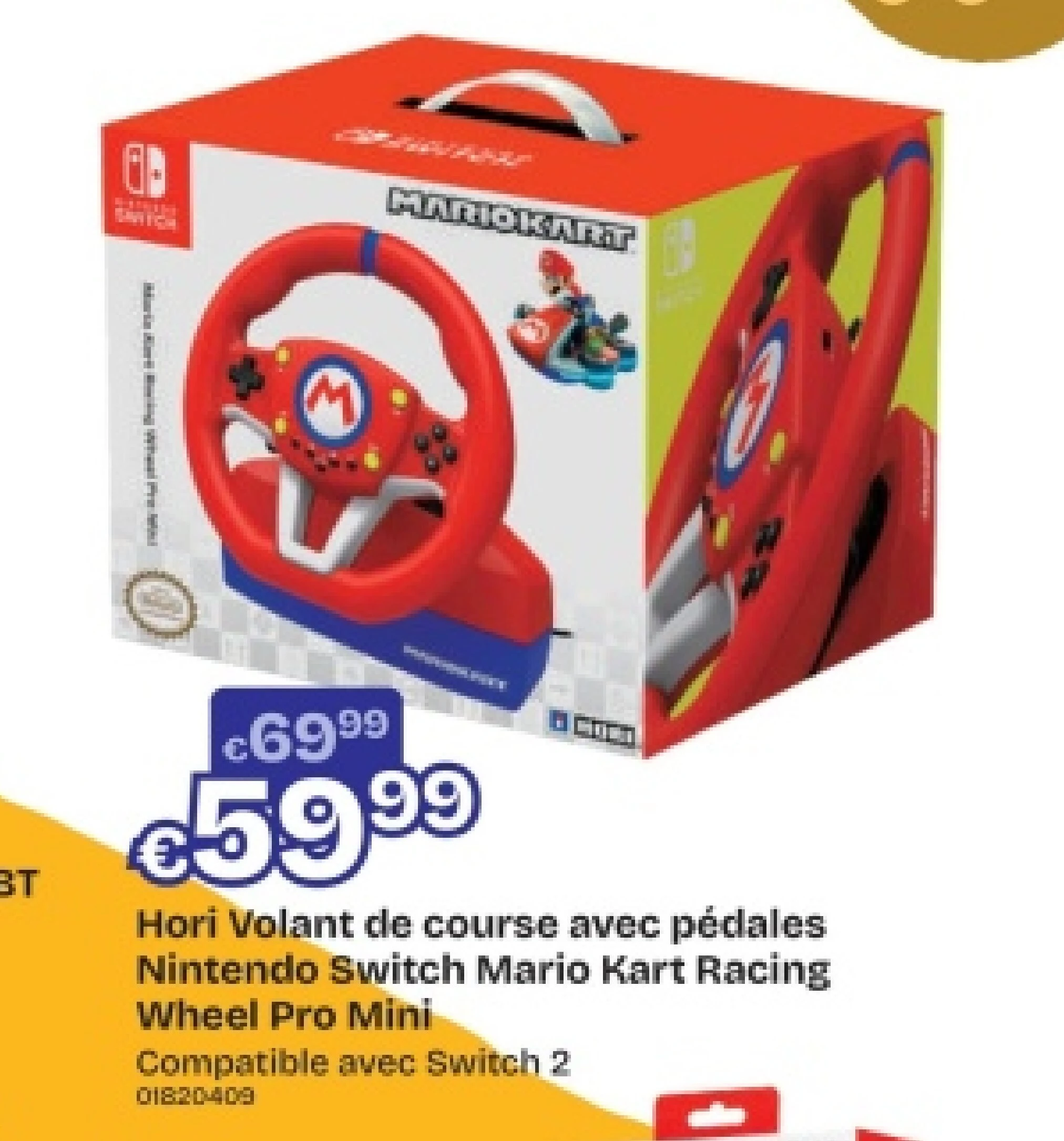 Hori Volant de course avec pédales Nintendo Switch Mario Kart Racing Wheel Pro Mini
