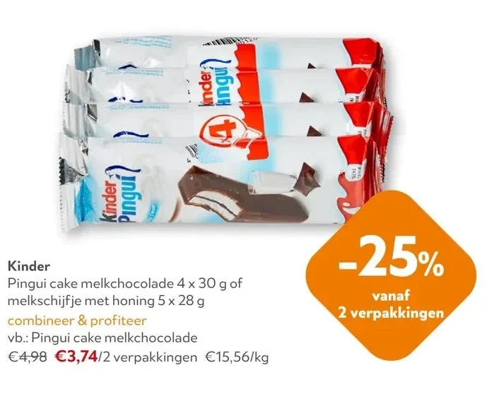 Kinder Pingui cake melkchocolade
