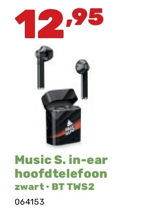 Music S. in-ear hoofdtelefoon zwart • BT TWS2