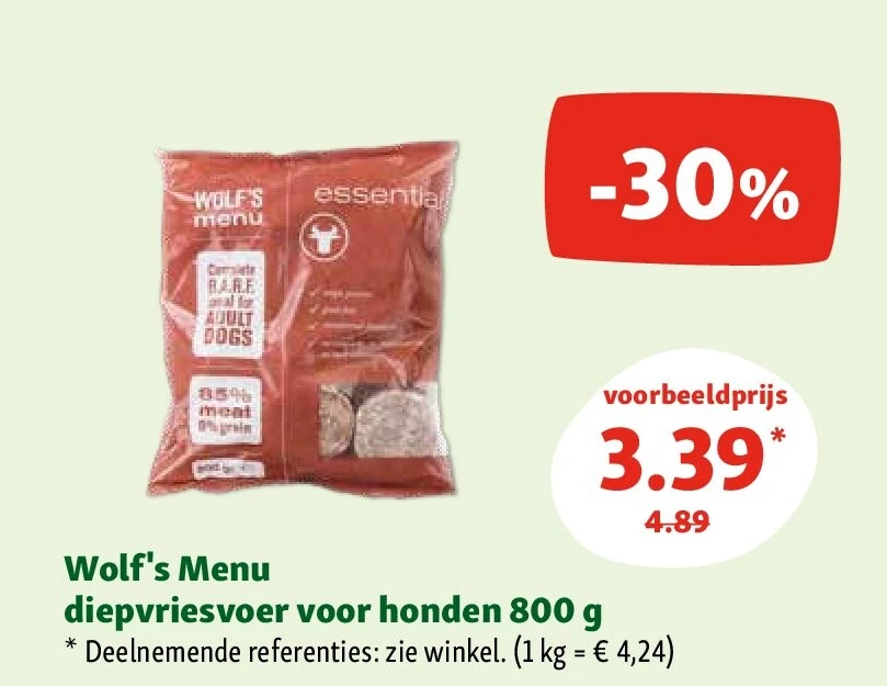 Wolf's Menu diepvriesvoer voor honden 800 g