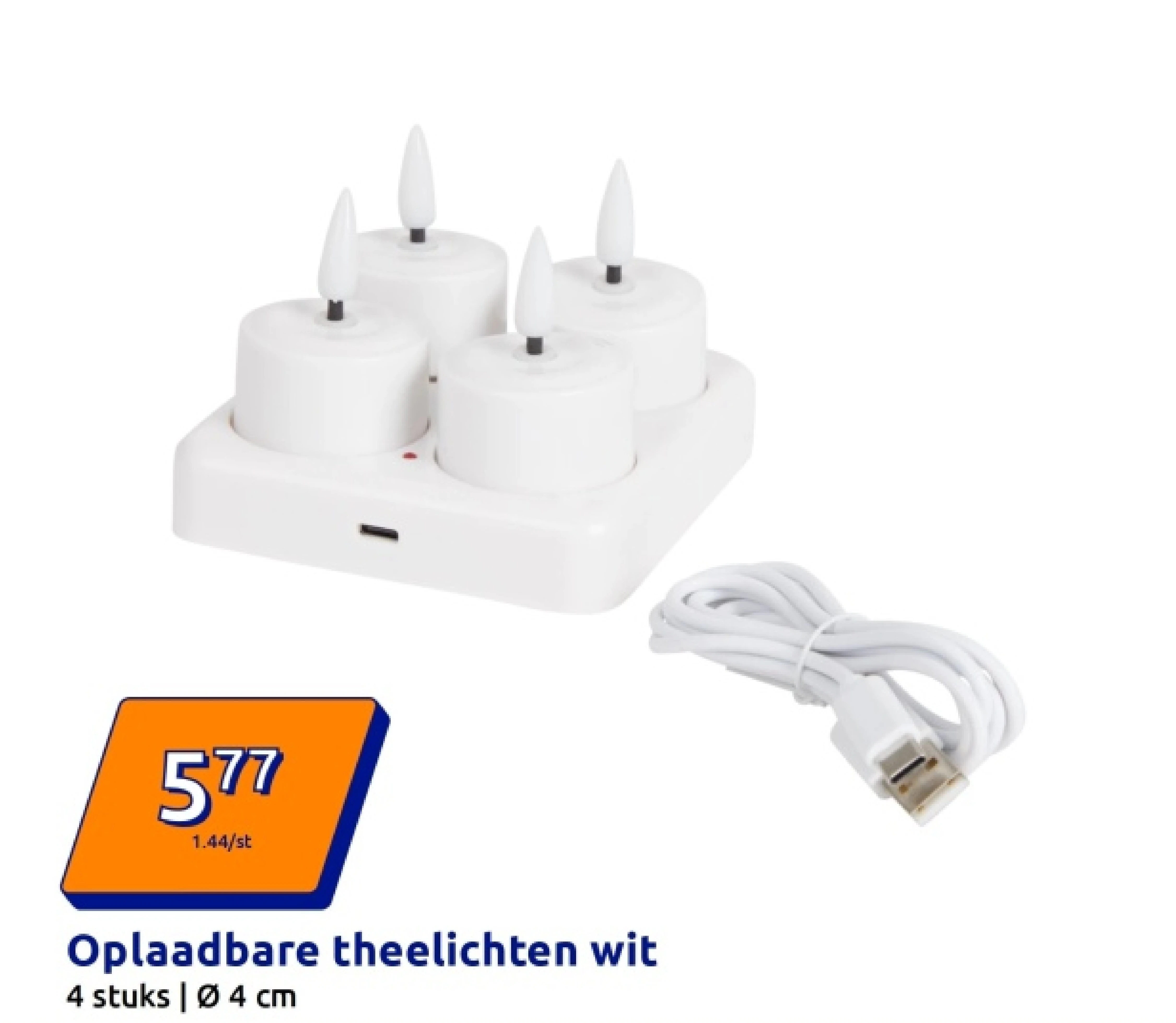 Oplaadbare theelichten wit