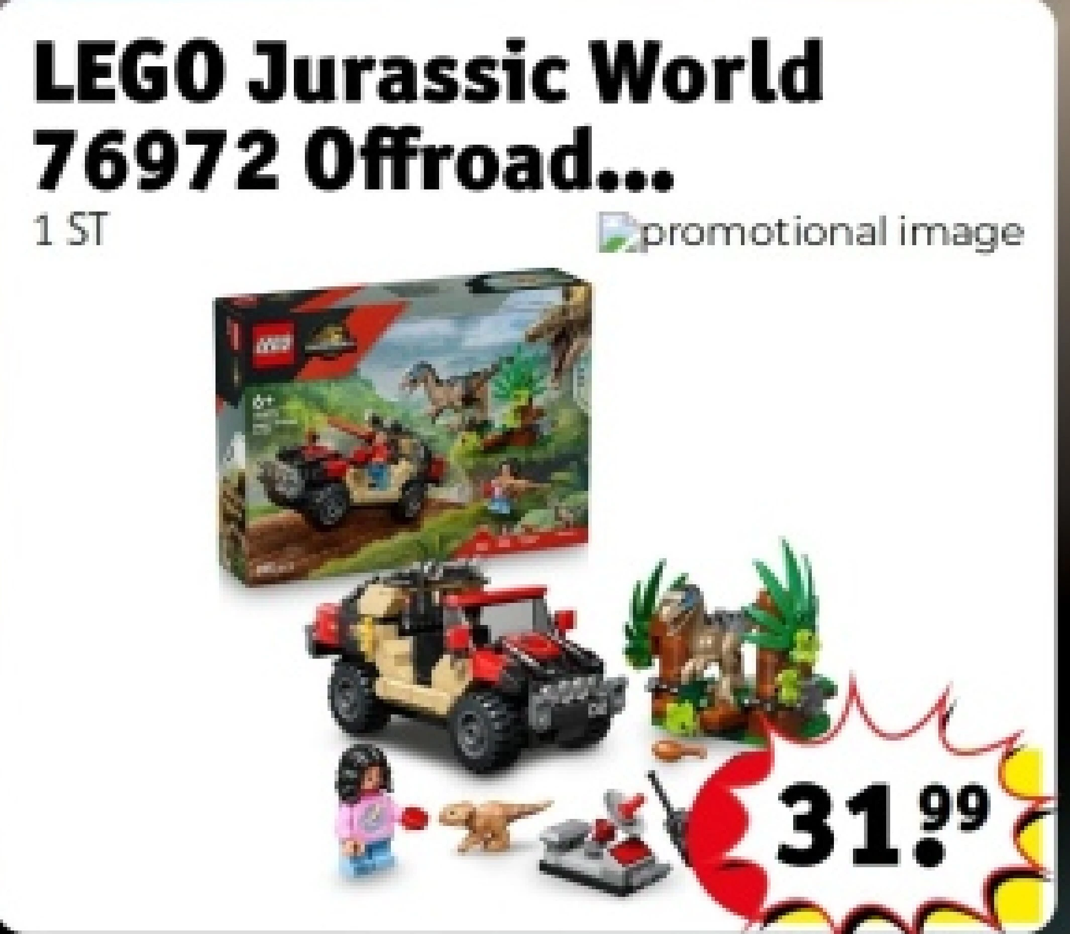 LEGO Jurassic World 76972 Offroad Raptorontsnapping