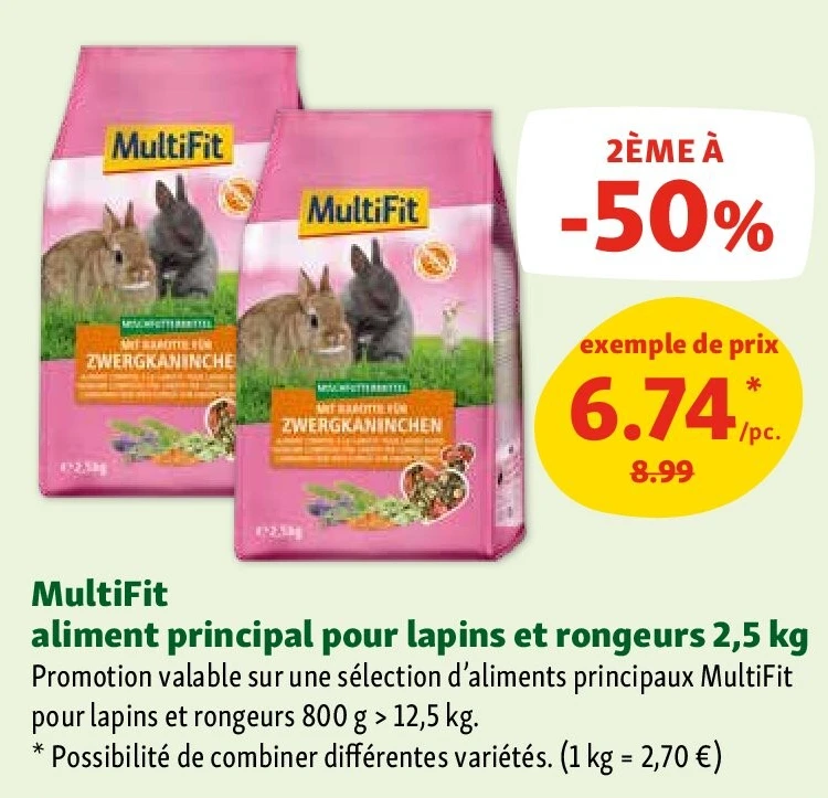 MultiFit aliment principal pour lapins et rongeurs 2,5 kg