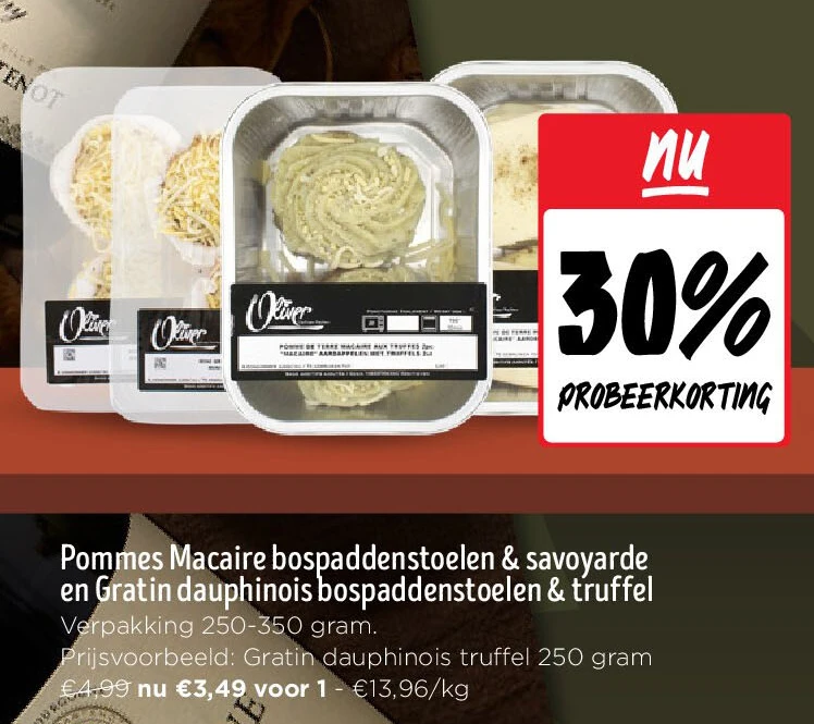 Pommes Macaire bospaddenstoelen & savoyarde en Gratin dauphinois bospaddenstoelen & truffel