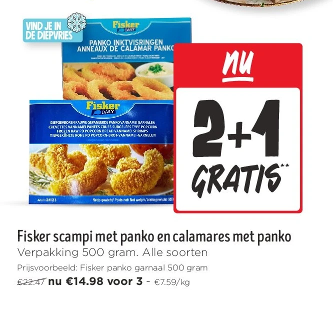 Fisker scampi met panko en calamares met panko