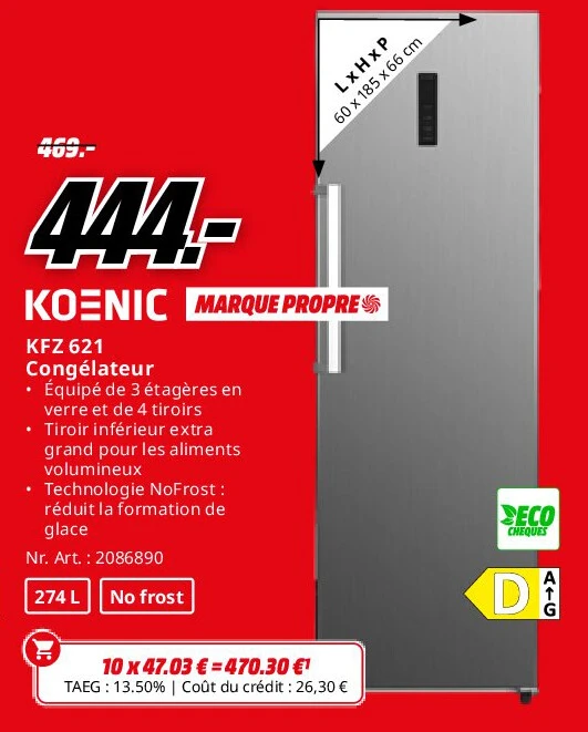 Koenic KFZ 621 Congélateur