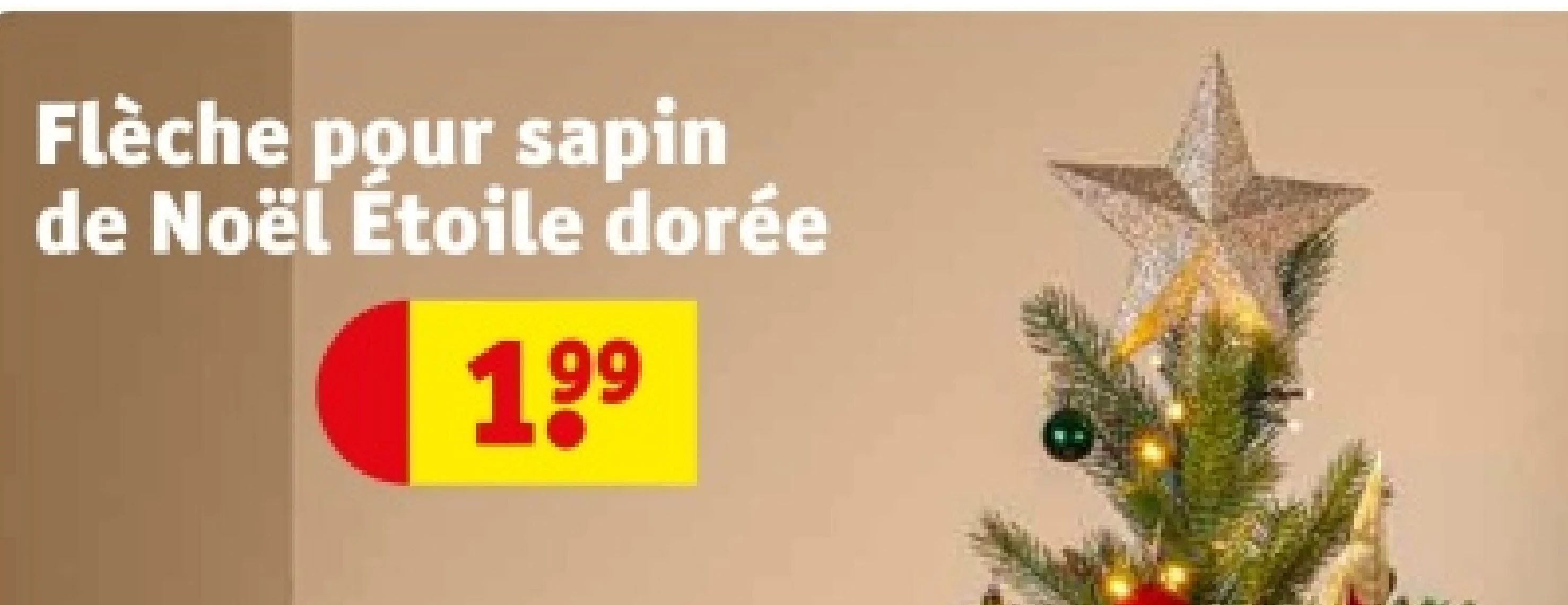 Flèche pour sapin de Noël Etoile dorée
