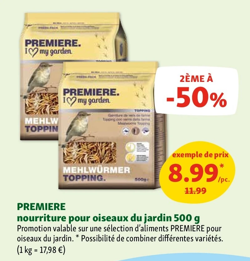 PREMIERE nourriture pour oiseaux du jardin 500 g