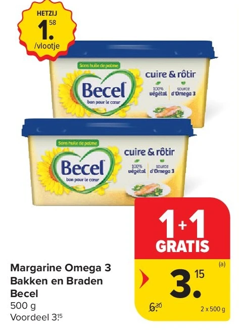 Margarine Omega 3 Bakken en Braden Becel