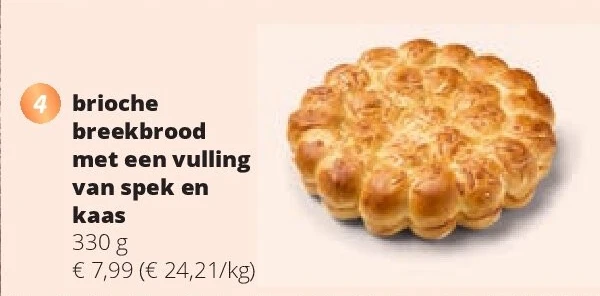 brioche breekbrood met een vulling van spek en kaas