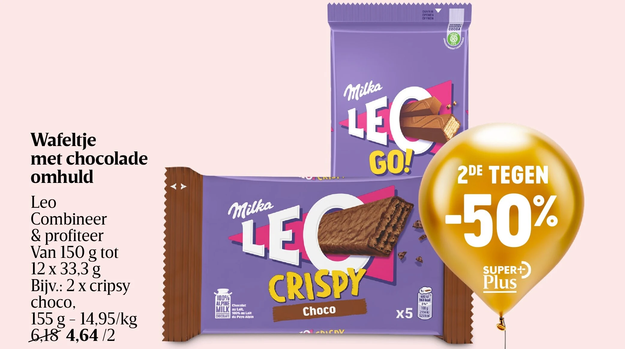 Wafeltje met chocolade omhuld