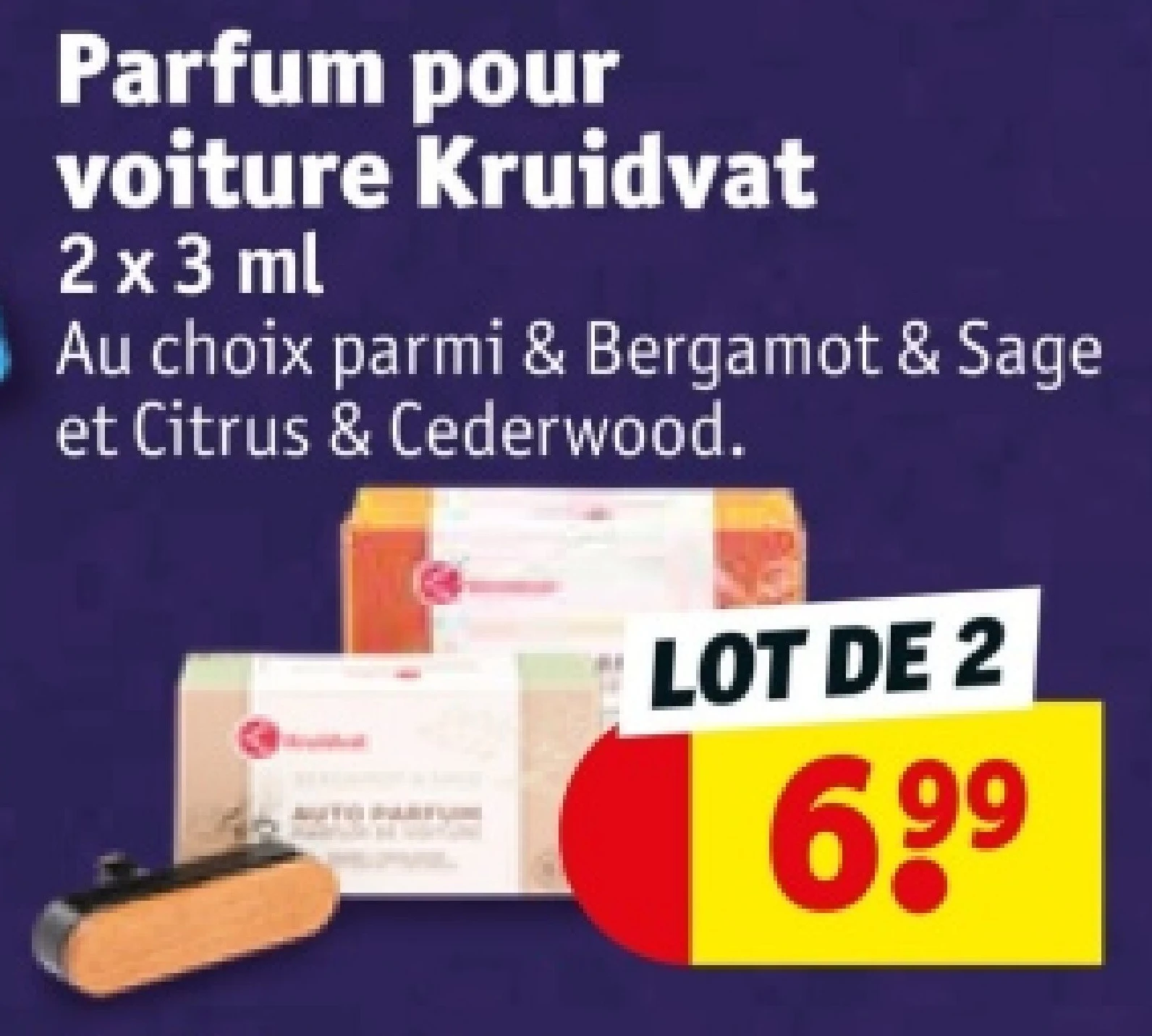 Parfum pour voiture Kruidvat 2 x 3 ml
