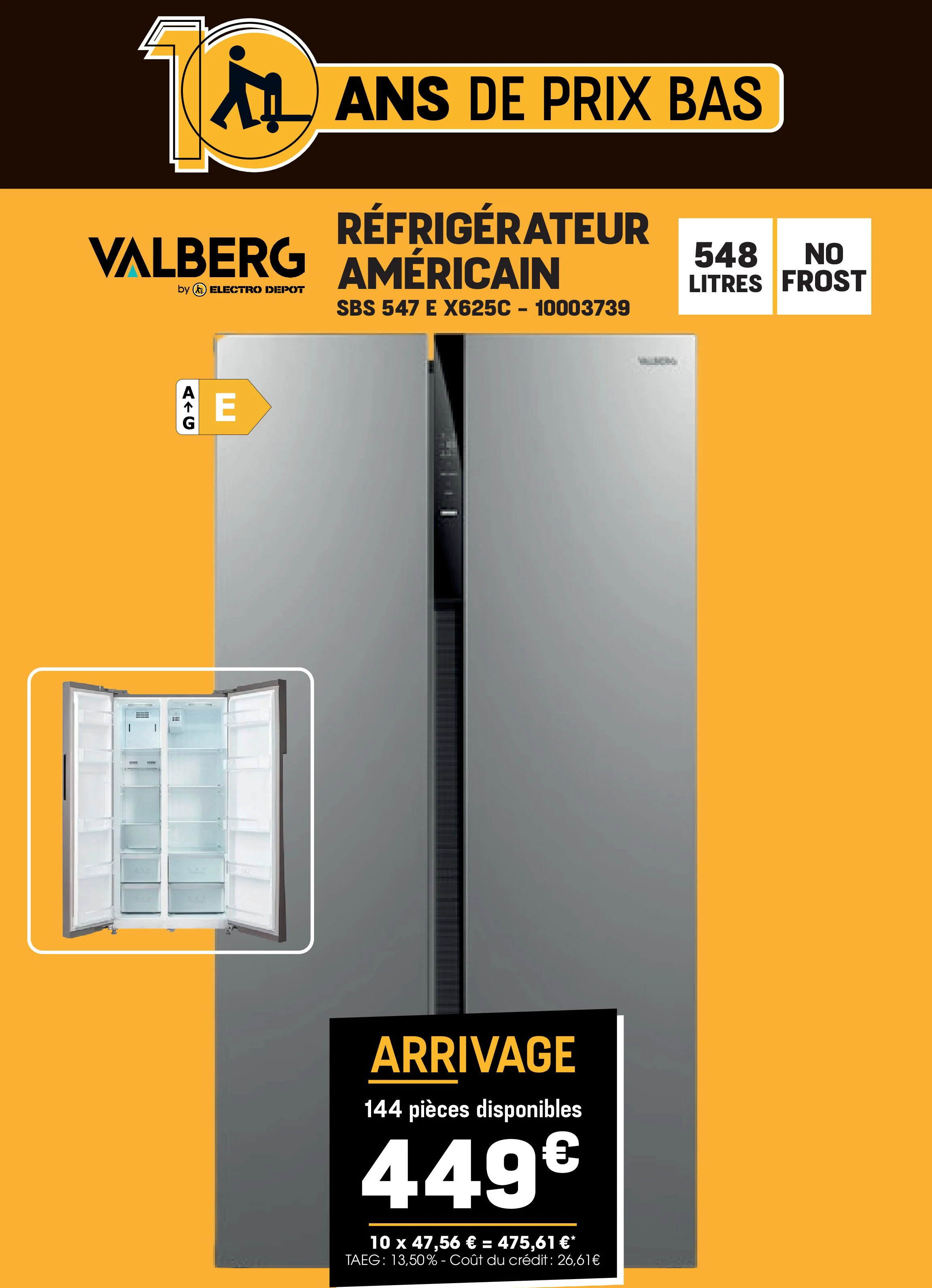 Valberg RÉFRIGÉRATEUR AMÉRICAIN SBS 547 E X625C