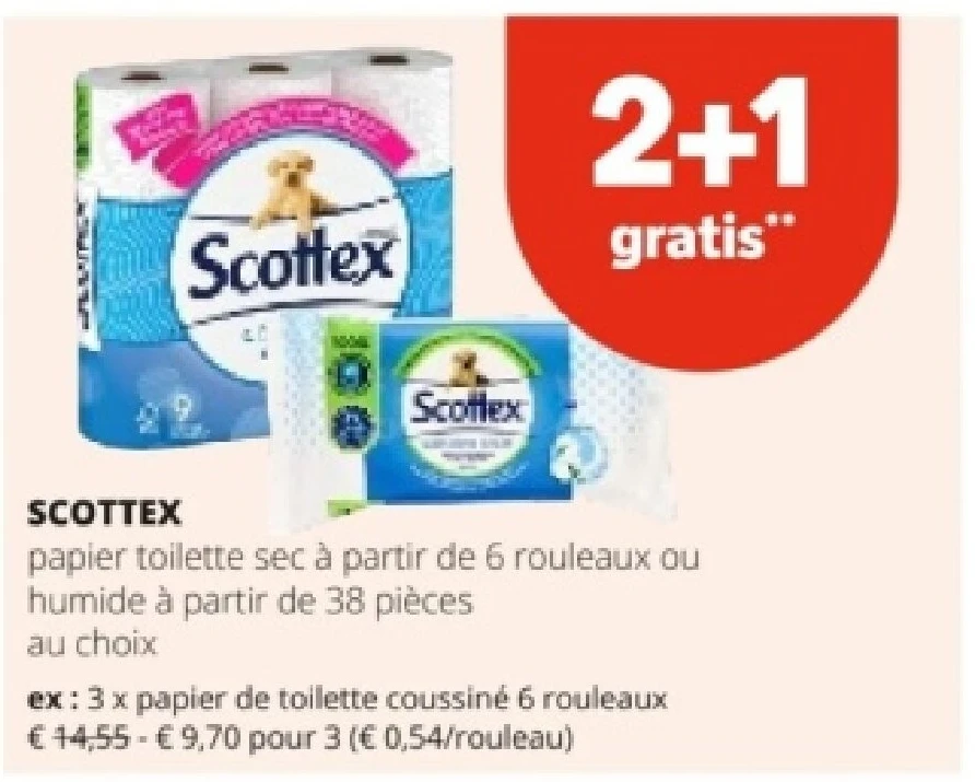 SCOTTEX papier de toilette coussiné 6 rouleaux