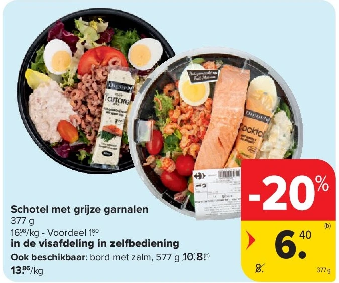 Schotel met grijze garnalen