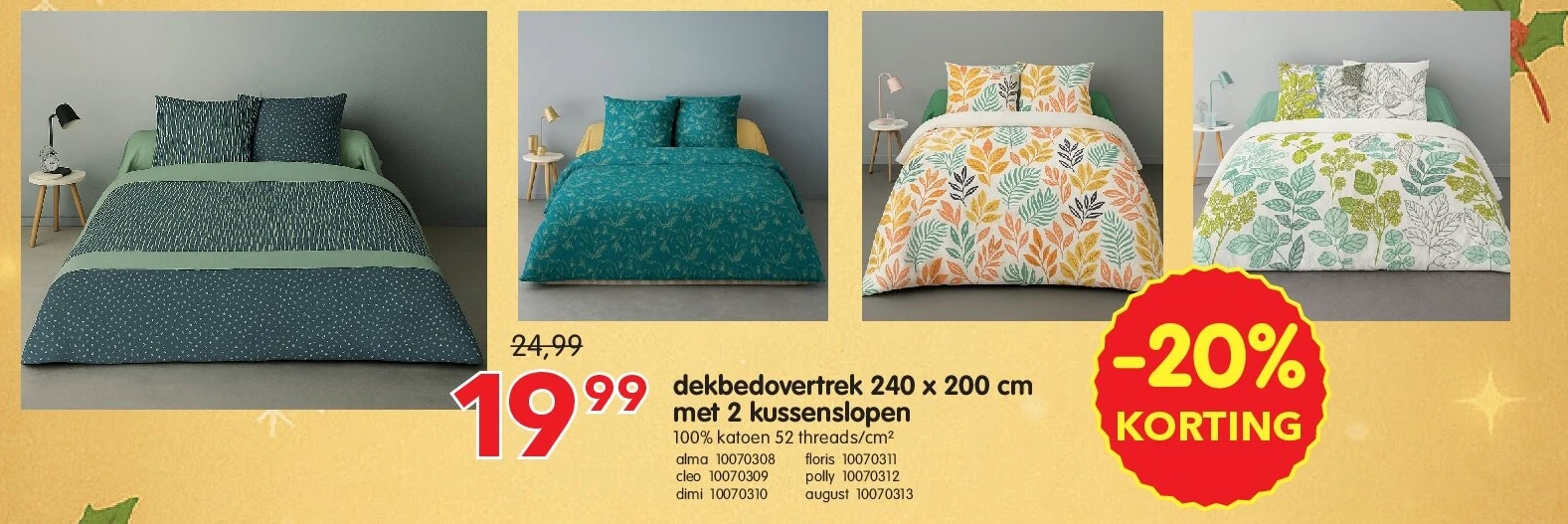 dekbedovertrek 240 x 200 cm met 2 kussenslopen