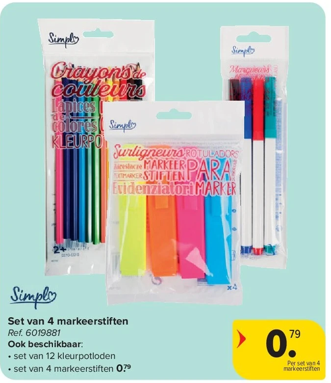 Set van 4 markeerstiften