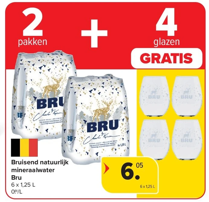 Bruisend natuurlijk mineraalwater Bru