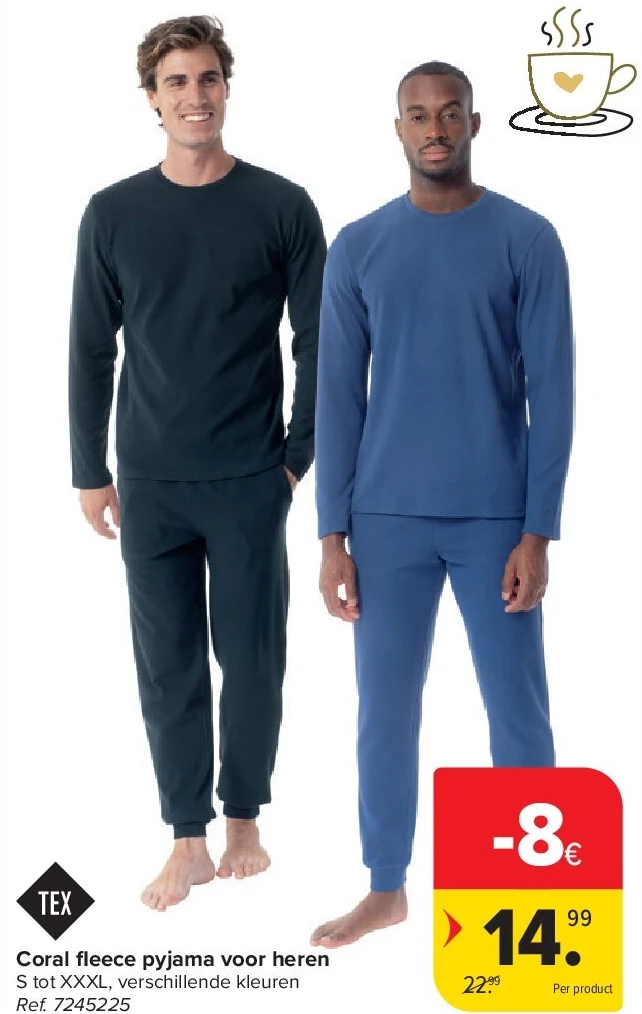 Coral fl eece pyjama voor heren