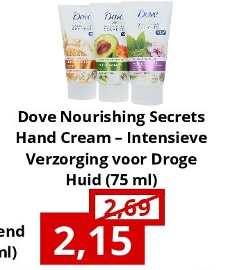 Dove Nourishing Secrets Hand Cream – Intensieve Verzorging voor Droge Huid (75 ml)