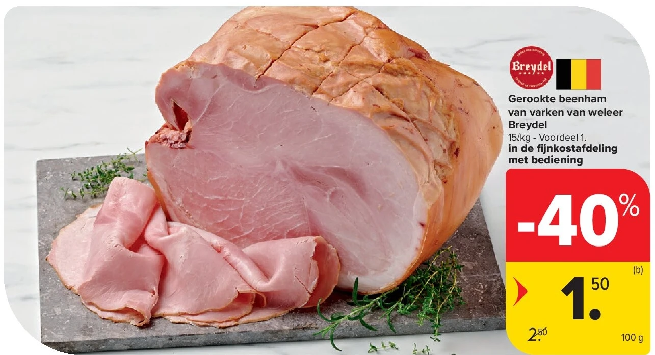 Gerookte beenham van varken van weleer Breydel