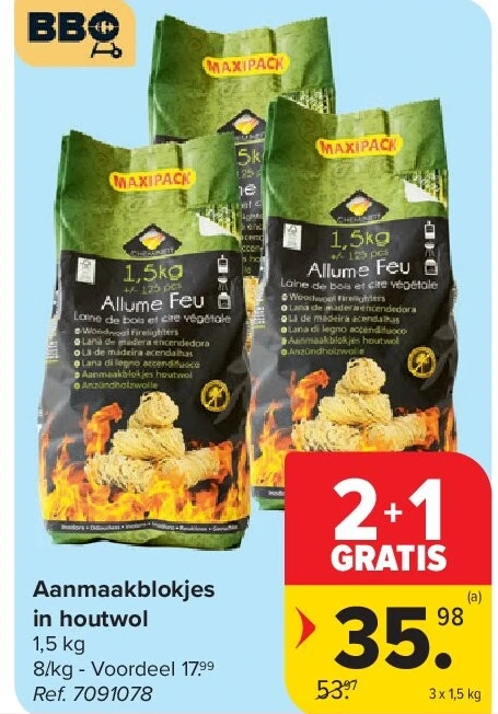 Aanmaakblokjes in houtwol