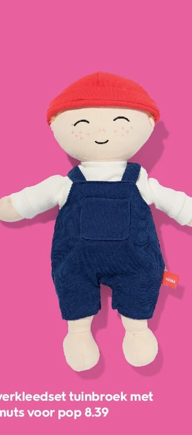 verkleedset tuinbroek met muts voor pop