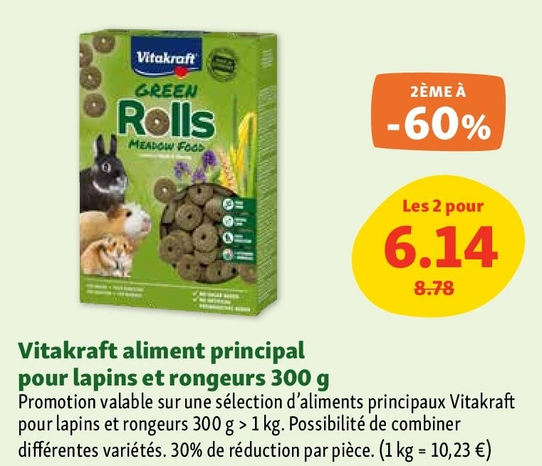 Vitakraft aliment principal pour lapins et rongeurs 300 g
