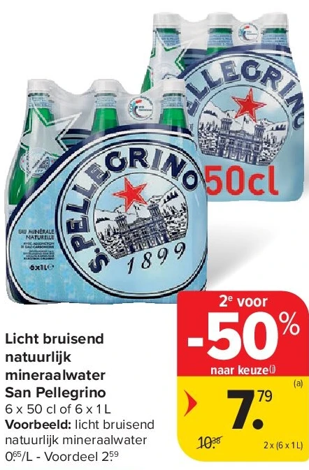 Licht bruisend natuurlijk mineraalwater San Pellegrino