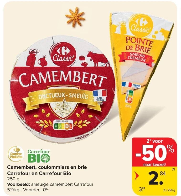 Camembert, coulommiers en brie Carrefour en Carrefour Bio