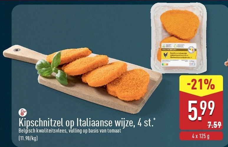 Kipschnitzel op Italiaanse wijze, 4st.