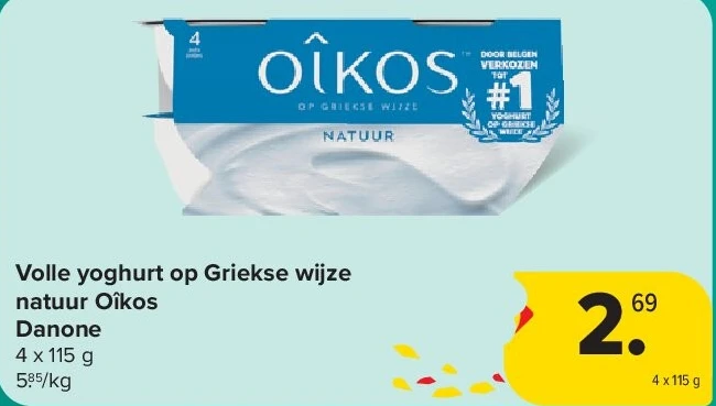 Volle yoghurt op Griekse wijze natuur Oîkos Danone