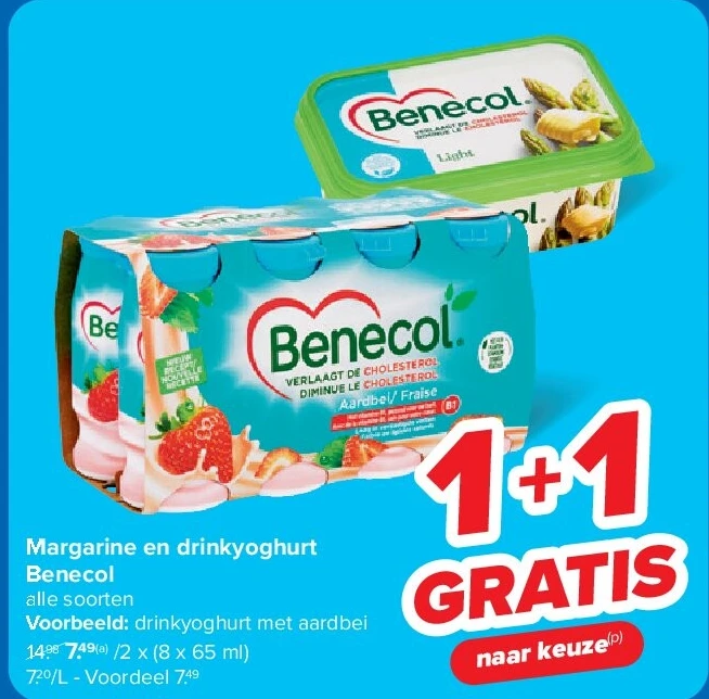Margarine en drinkyoghurt Benecol