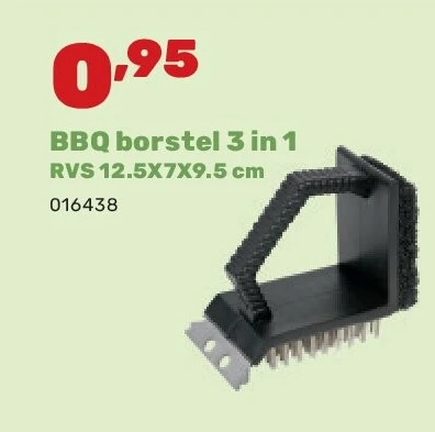 BBQ borstel 3 in 1 RVS 12.5X7X9.5 cm
